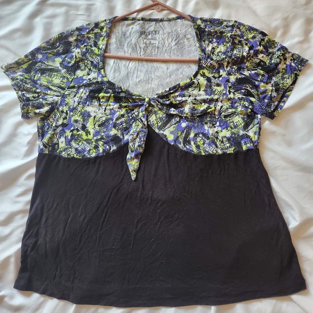 Torrid Warner Bros Beetlejuice Mansion Super Soft Tie Front Top